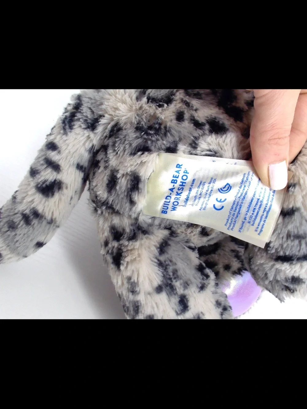 Build A Bear Snow Leopard Teal Eyes Purple Sparkle Iridescent Plush Stuffed Rare